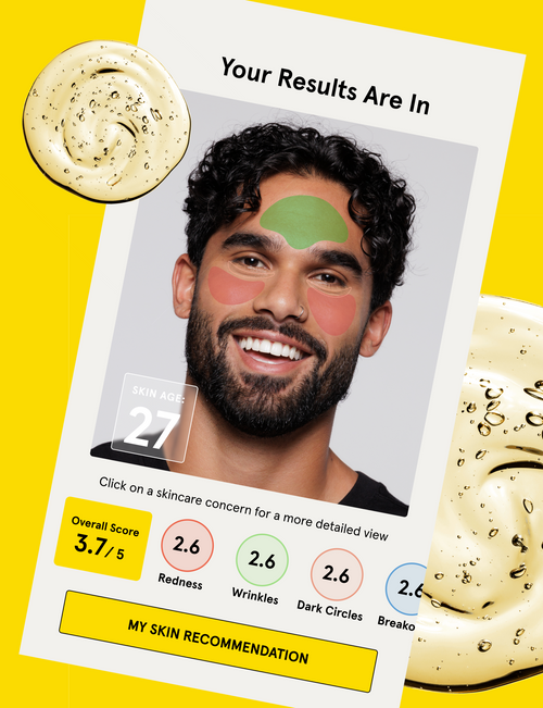 Skin analysis results page showing personalized skincare recommendations from Lumin.