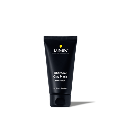 Lumin men's charcoal clay mask for max detox, 1.69 fl oz black tube skincare product for deep cleansing