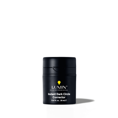 Lumin Instant Dark Circle Corrector black skincare bottle for men, 20 mL eye cream for dark circles reduction
